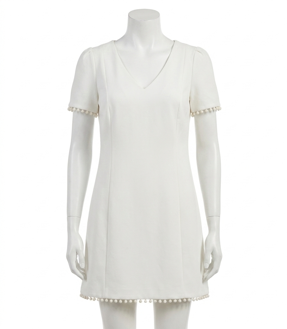 NEW JADE pearl trim dress in white